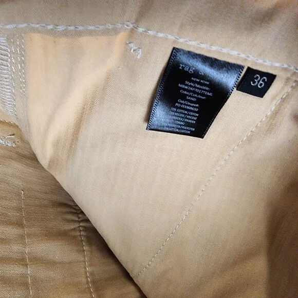 Rag & Bone Standard Chino Pants Men's 36 Sand Side Pockets Button Zip Closure